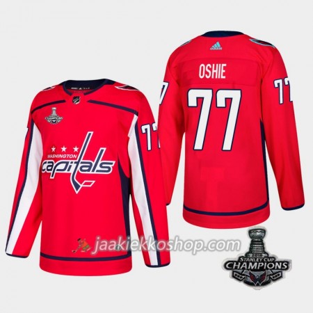 Miehille NHL Washington Capitals Pelipaita T.J. Oshie 77 2018 Stanley Cup Champions Adidas Punainen Authentic